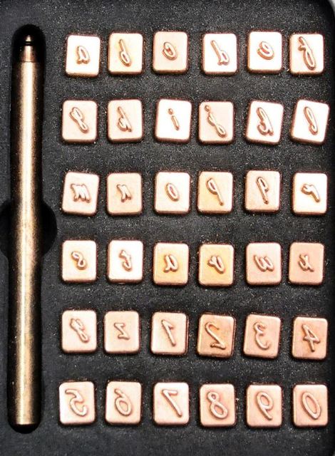 36pcs 6-7mm Small font letter number Stamp+Pattern Punch Set For